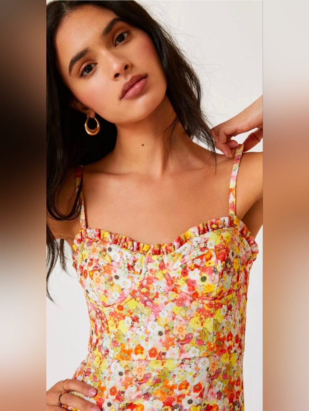NWT Anthropologie Hutch Pink Colorful Floral Selene Bustier Midi Dress - Picture 4 of 14
